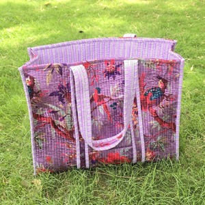 Sac fourre-tout en velours matelassé imprimé à la main, 100% coton, traditionnel, fait main - Grande taille - Product Image 2