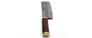 Couteau de chef artisanal en acier Damas, manche octogonal en bois, virole en laiton - Product Image 4