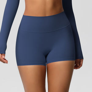Women's High Waist Solid Color Sporty Sports <b>Shorts</b> Knitted Spandex/Nylon Breathable Elastic Waist Regular Fit XS - Product Image 3