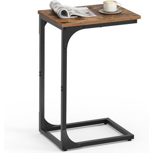 <b>Rustic</b> Brown and Black Small Side <b>Table</b> with Metal Frame for Couch Sofa Living Room Bedroom <b>Bedside</b> - Product Image 1