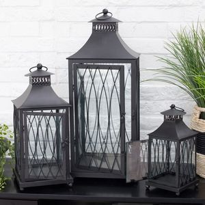 Classic decorative metal <b>candle</b> <b>lantern</b> with clear glass panels ideal for safe <b>candle</b> lighting and home decor - Product Image 1