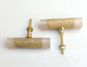 Perilla de barra en T para armario, pomo de madera sólida de resina de lujo, 7cm, artesanía de alta calidad, color dorado, pomos, accesorios para muebles - Product Image 1