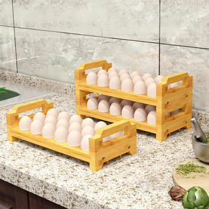 Bandeja de madera para huevos, organizador de huevos para electrodomésticos de cocina, estante de almacenamiento de huevos para el hogar - Product Image 4