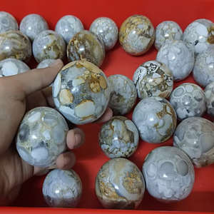 ลูกบอลหินอาเกตลายจุด งานฝีมือทำมือจากหยกและคริสตัล หินธรรมชาติ หินเรกิ สำหรับตกแต่งบ้าน ลูกบอลแร่ธาตุ - Product Image 2
