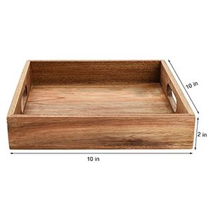 Multipurpose Solid Acacia Wood Tray – Breakfast, Coffee <b>Table</b> & Ottoman Serving Tray, Durable <b>Kitchen</b> Accessory & Home Decor Pie - Product Image 3