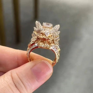 Bague Dragon Faite Main en Argent Sterling 925 avec Moissanite, Bijou Créature Mythique, Pièce Détachée Fantaisie Hip Hop Prong Iced Out - Product Image 3