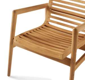 Silla de Jardín Moderna de Madera de Teca Sólida con Asiento y Respaldo de Listones, Diseño Minimalista de Sillón para Patio, Terraza, Resort, Hotel - Product Image 5