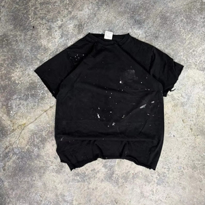 Camiseta de Hombre con Logotipo Personalizado, Estilo Desgastado, Lavado Ácido, Estilo Urbano, Algodón Grueso, Estampado Gráfico Vintage, Estilo Rústico - Product Image 1