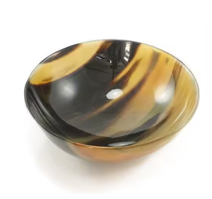 Élégant plat en corne de buffle disponible en différentes tailles, bol à raser en corne de vache naturelle, idéal pour servir des salades - Product Image 3