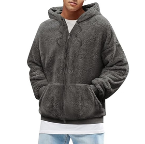 Veste polaire pour homme à manches longues, personnalisable, en polaire, couleur unie, chaude, coupe-vent, respirante, col montant, broderie - Product Image 1
