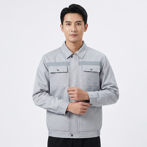 Chemise-veste de travail en toile gris clair pour homme, poches poitrine, col rabattable, à capuche, imperméable, séchage rapide, respirante, style hiver - Product Image 6