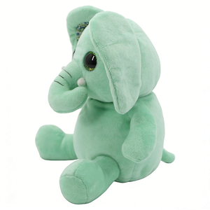 Customized Soft mint green sitting elephant <b>plush</b> toy <b>large</b> green glitter eyes blue, Pastel green jungle elephant <b>plush</b> nursery - Product Image 1