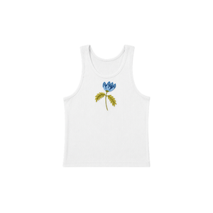 Black Scoop Neckline Tank <b>Top</b> with Daisy Floral Embroidery Front Casual Style Cotton Fabric Spring/Summer Breathable Women's <b>Top</b> - Product Image 5
