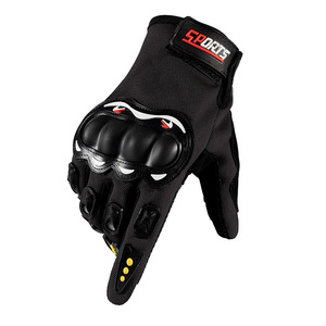 Gants de course à doigts entiers noirs en PU avec paume antidérapante et fermeture auto-agrippante pour motocross homme en extérieur - Product Image 1