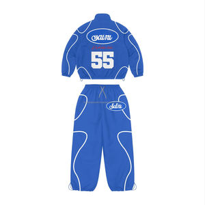 ชุดเซ็ตเสื้อฮู้ดครอปพิมพ์ลายทั้งตัวแบบฟอกสีซีดสไตล์วินเทจ ประดับคริสตัล พร้อมกางเกงขายาวทรงบาน ชุดวอร์มลำลองสำหรับผู้ชาย - Product Image 3