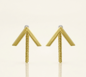 Pendientes en Forma de V de Latón Pulido Dorado Hechos a Mano por KENWAY SARTAJ WORLDWIDE, Borlas de Cadena Delicadas, Revestimiento de PU Resistente al Deslustre - Product Image 1