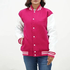 Chaqueta Varsity Personalizada para Mujer, Chaqueta de Béisbol con Mangas de Cuero y Lana Premium, Ropa Urbana, Servicio de Muestras de Fábrica OEM ODM - Product Image 5
