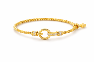 Twisted Dainty Cuff <b>Bracelet</b> With Star Charm 18k Gold Plated Sterling <b>Silver</b> Handmade Jewelry - Product Image 2