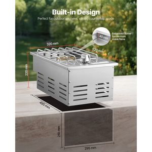Brûleur latéral au propane liquide de 15 000 BTU pour cuisine extérieure, convertible au gaz naturel, en acier inoxydable 304, pour grils de camping - Product Image 5
