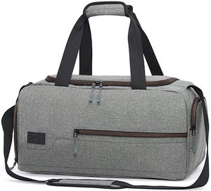 Unisex <b>Canvas</b> Weekender Duffle <b>Bag</b> Beige with Brown Accents Zipper Closure Soft Handle <b>Large</b> Capacity Travel <b>Bag</b> - Product Image 2