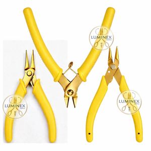 LUMINEX IMPEX Blue Gold Jewelry <b>Pliers</b> <b>Set</b> Fine/Short Nose Precision Cutter Stainless Steel Jewelry Making Tools DIY Rolling - Product Image 5