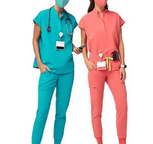 Comfortable Stretchy Hospital Nurse <b>Doctor</b> Use Figs Scrubs Uniform <b>Sets</b> V neck Short Sleeves Jogger Pants Women Scrub Suits - Product Image 1