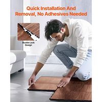 Dalles de sol de gymnastique emboîtables pour entraînement de danse sur sol sec, 52 pièces, 12,4 x 12,4 cm, motif grain de bois marron, en PP+PVC, pour passionnés
