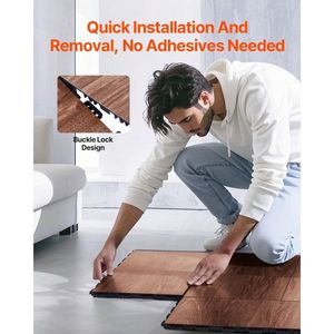 Alfombrilla de entrenamiento de baile entrelazada Dryland 52 PCS 12,4X12,4 Azulejos de piso de gimnasio marrón Protección PP + Azulejos de rompecabezas de PVC para entusiastas - Product Image 5