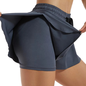 Nouvelle Tendance : Short Jupe Femme Taille Haute Couleur Unie à Volants, Taille Élastique, Séchage Rapide, Sportif, en Tricot Spandex et Polyester - Product Image 6