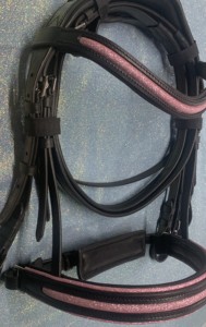 HM GLOBAL Brida Premium para Exhibición Ecuestre Full Cob DD de Cuero Genuino con Herrajes de Acero Inoxidable y Diadema de Tela Brillante - Product Image 5