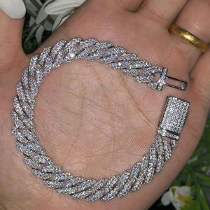Pulsera de Eslabones Cubanos Miami de 10 mm, Plata de Ley 925 con Baño de Rodio, Diamantes de Moissanita VVS, Estilo Hip Hop Iced Out, Regalo para Hombre - Product Image 5