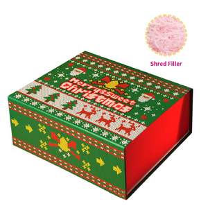 Boîte cadeau rigide de Noël en matériaux recyclés TH CBB-559, fermeture magnétique, design personnalisé, Noël, Père Noël, arbre, fête - Product Image 2