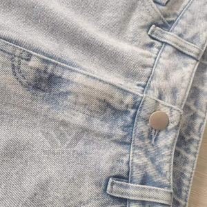Jeans de mezclilla de mujer azul claro de pierna ancha, cintura alta, con abertura lateral, ajuste holgado, largo completo, pantalones casuales de pierna recta a la moda - Product Image 5