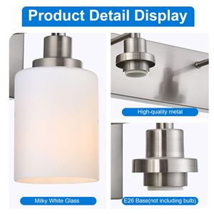 Applique murale moderne à 6 lumières pour salle de bain, avec abat-jour en verre blanc laiteux, idéale pour cuisine - Product Image 6