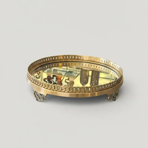Plateau miroir rond moderne en laiton finition dorée, organisateur de bijoux, plateau de service décoratif, présentoir de vanité, pièce d'accentuation pour la décoration intérieure - Product Image 1