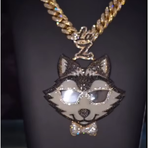 Collier Pendentif Tête de Loup 3D en Argent Sterling 925 Plaqué Or Blanc, Sertie de Diamants Moissanite VVS, Bijoux Hip Hop de Haute Qualité - Product Image 1