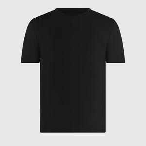 Camiseta de Hombre Negra de Manga Corta con Cuello Redondo, Corte Regular, de Algodón Jersey, Color Sólido, Diseño Tejido - Product Image 4