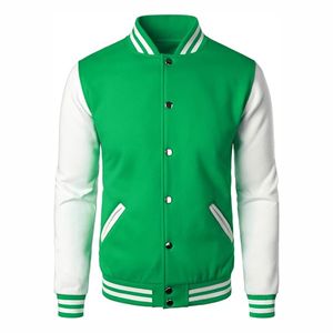 Chaqueta Varsity Personalizada para Hombre, de Lona Verde, con Cuello Alto, Ecológica, Transpirable, con Botones a Presión, Servicio OEM - Product Image 1