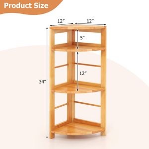 Étagère murale d'angle à 4 niveaux avec kit anti-renversement, cadre en bois de caoutchouc - Product Image 5