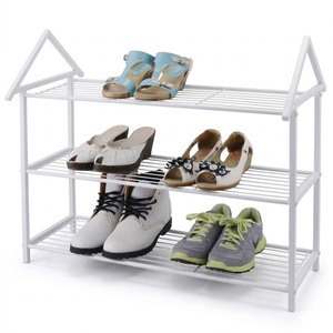 Étagère à chaussures en métal noir au design admirable, empilable et extensible, pour entrée, grande étagère de rangement autoportante - Product Image 2