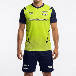 Custom Men's Soccer Jersey <b>Set</b> Sublimated V-Neck Yellow <b>Colour</b> Moisture Wicking Polyester Uniforms for Club Matches - Product Image 5