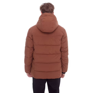 Wholesale Streetwear Clothing Supplier Men's Brown Hooded Puffer Down Jacket Zip Up Thick Filling Regular Fit Jacket Winter <b>Coat</b> - Product Image 5
