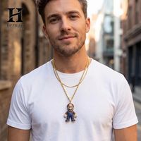 Colgante Personalizado de Mario con Diamantes VVS, Figura 3D de Personaje de Videojuego, Chapado en Oro de 14K, Joyería Hip Hop