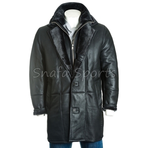 Men's <b>Sheepskin</b> Leather Trench Shearling Fur Collar <b>Jackets</b> New Style Winter Warm Fashion Wear High Quality Leather <b>Jackets</b> - Product Image 6