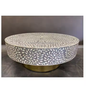 Table basse en incrustation d'os rond et hexagonal moderne faite à la main de qualité réelle meilleure vente meubles de maison artisanat artisanal - Product Image 3