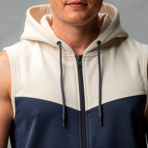 Haut à capuche sans manches zippé pour hommes et garçons, idéal pour l'entraînement et le fitness, vêtement de sport - Product Image 4