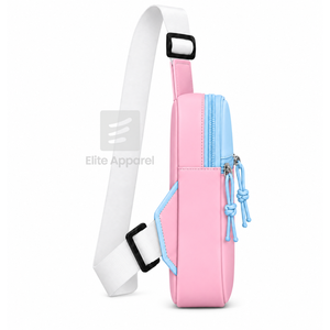 Sac banane personnalisé Jack and Jill of America avec logo brodé sur le devant, bleu ciel, fermeture éclair rose, usage quotidien décontracté pour femme - Product Image 4