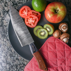 Damascus Steel <b>Knife</b> <b>Set</b> 5-Piece Wooden Handle Handmade <b>Sharp</b> Chef <b>Knives</b> 8-9.9in Ambidextrous Straight Edge - Product Image 6