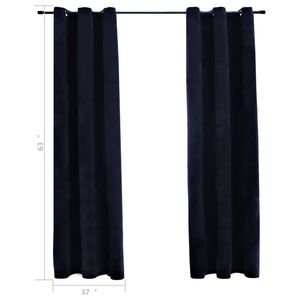 2 pezzi 37 "x 63" tende oscuranti in velluto nero con anelli mantovane oscuranti - Product Image 4