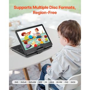 Schermo Portatile HD Girevole da 14 Pollici per Lettore DVD con Batteria Ricaricabile Integrata da 4,5-5 Ore e Supporto Dual Sync T - Product Image 5